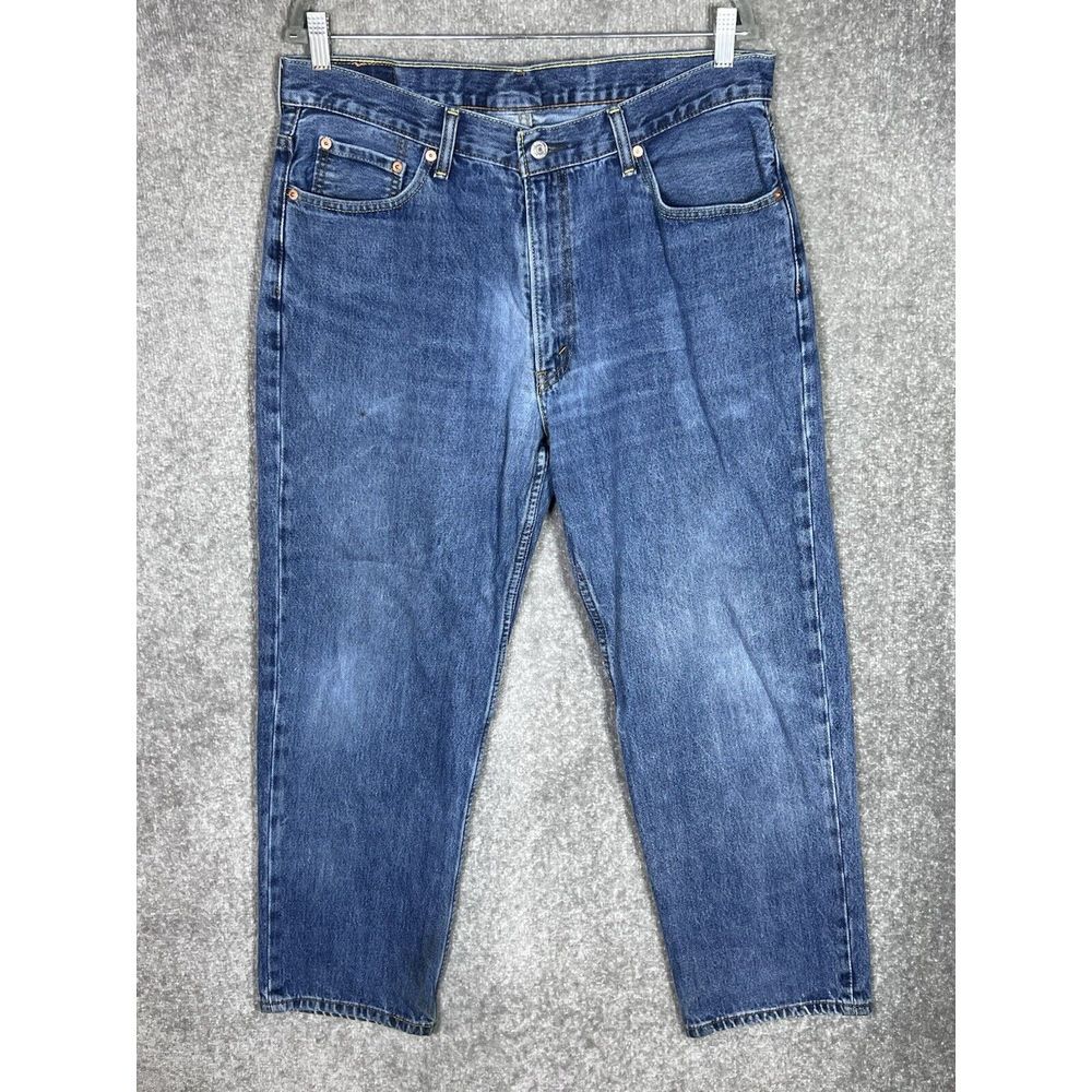 Levis 550 Jeans Mens Size 34x28* Blue Cotton Denim Distressing Pockets